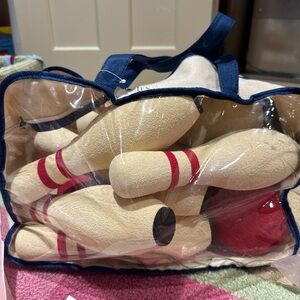 Plush Bowling Set for Kids - Cream and Red